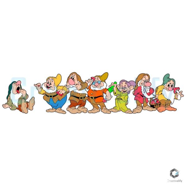 Seven Dwarfs Disney Surreal Fantasy Vintage Cartoon SVG