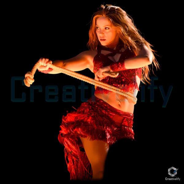 Shakira Retro Vintage Concert Dance Performance Illustration PNG