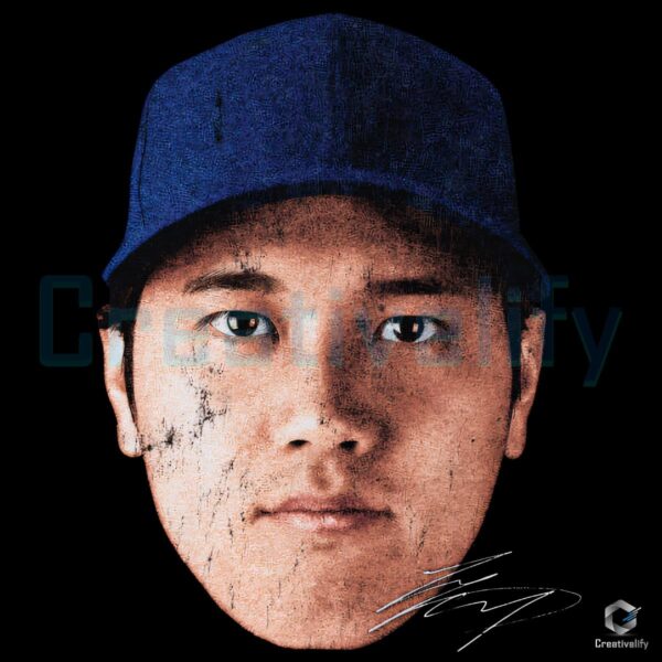 Shohei Ohtani Los Angeles Baseball Vintage Headshot Graphic PNG