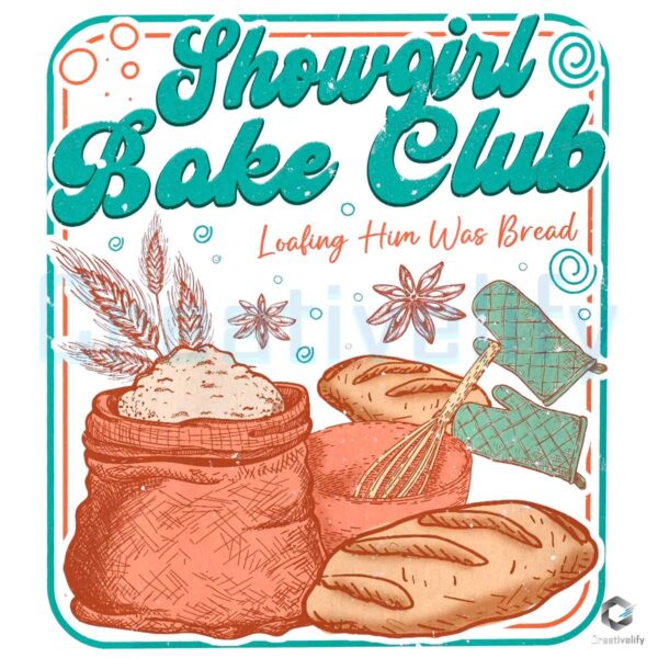 Showgirl Bake Club Retro Vintage Bread Bakery Illustration PNG
