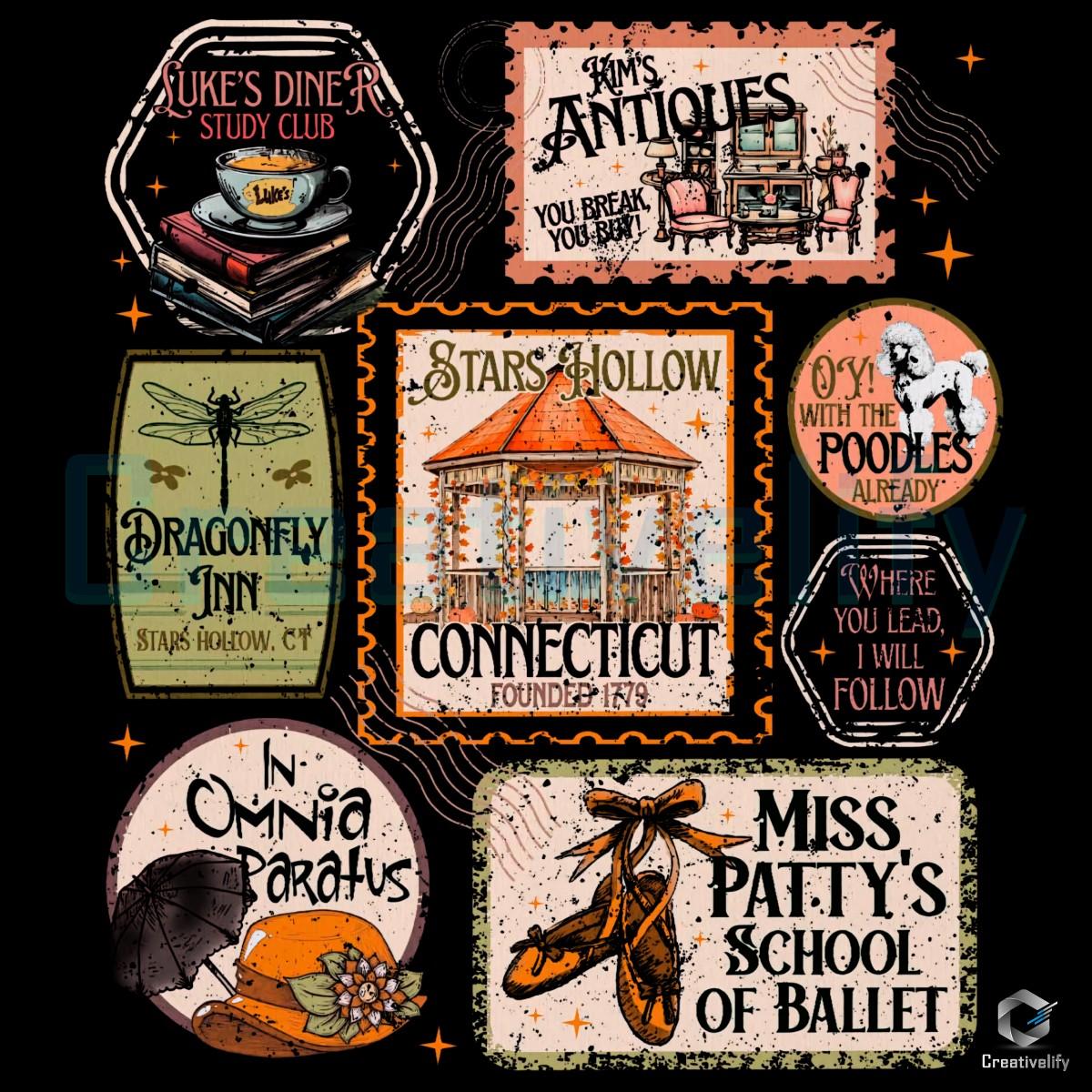 Stars Hollow Connecticut Gilmore Girls Vintage Retro Postcard PNG Stars Hollow Connecticut Gilmore Girls Vintage Retro Postcard PNG