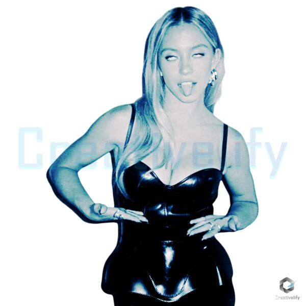 Sydney Sweeney Black Outfit Glam Style PNG