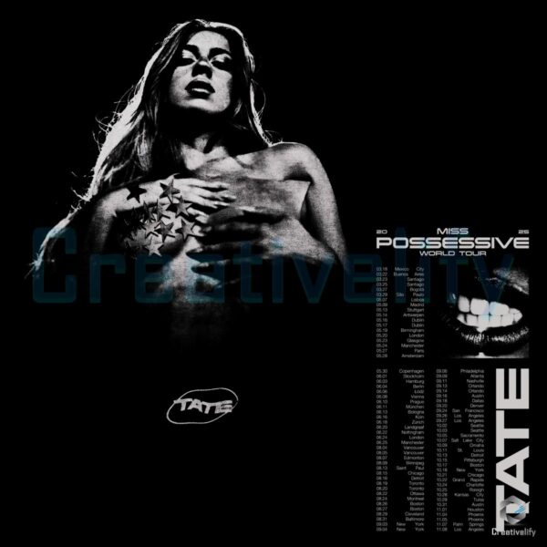 Tate Mcrae Miss Possessive World Tour 2025 Retro Vintage Concert PNG