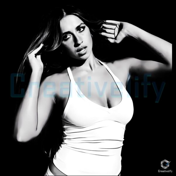 Tate Mcrae Monochrome Pose Vintage Graphic PNG