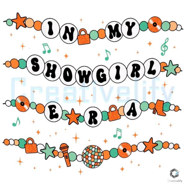 Taylor Swift Showgirl Era Friendship Bracelet PNG