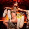 Taylor Swift The Life Of A Showgirl Burlesque Pearl And Feather Stage Costume Poster PNG