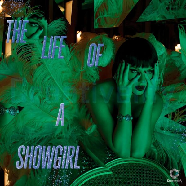 Taylor Swift The Life Of A Showgirl Green Feather Album Cover PNG