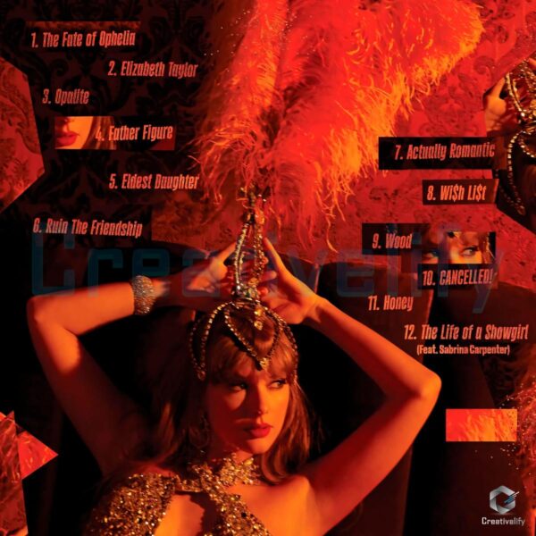 Taylor Swift The Life Of A Showgirl Tracklist Graphic PNG