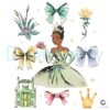 Tiana Princess Bows Lily Flower Crown Castle Graphic PNG