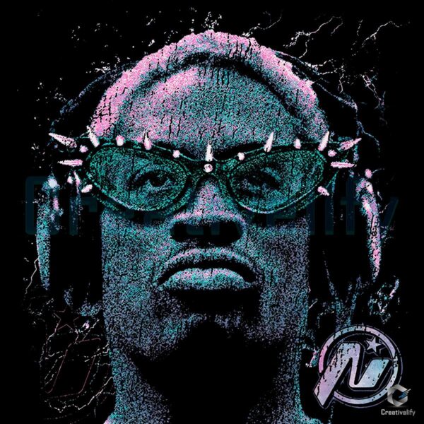 Vintage Dennis Rodman Headphones And Shades Graphic PNG