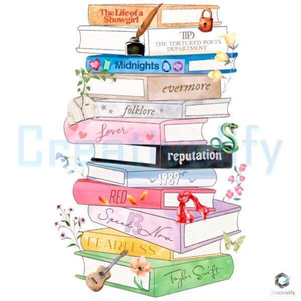 Vintage Taylor Swift The Life Of A Showgirl Eras Tour Book Stack PNG