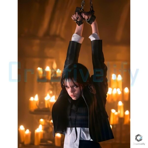 Wednesday Addams Chained Candlelight Gothic Vintage Illustration PNG