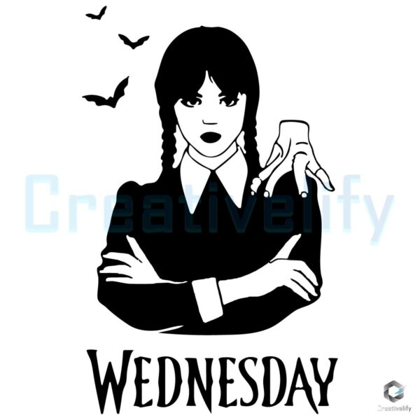 Wednesday Addams Silhouette Gothic Dark Aesthetic Spooky Halloween SVG