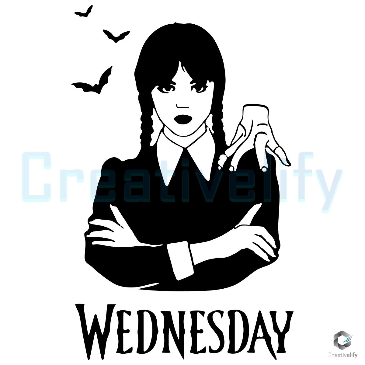 Wednesday Addams Silhouette Gothic Dark Aesthetic Spooky Halloween SVG Wednesday Addams Silhouette Gothic Dark Aesthetic Spooky Halloween SVG