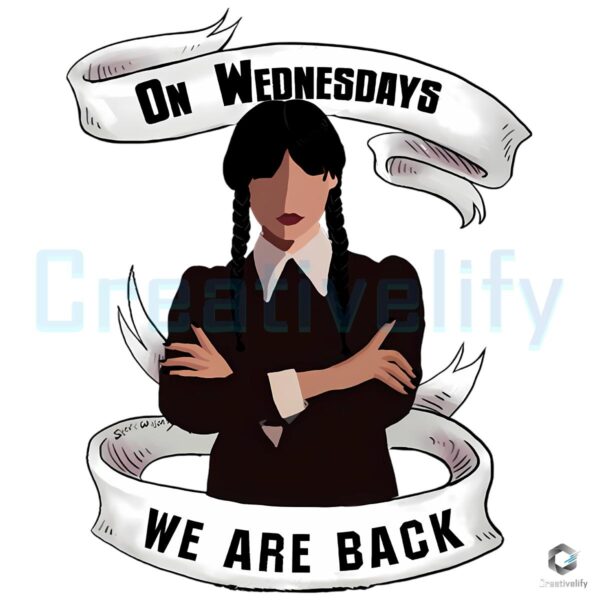 Wednesday Addams We Are Back Gothic Halloween PNG