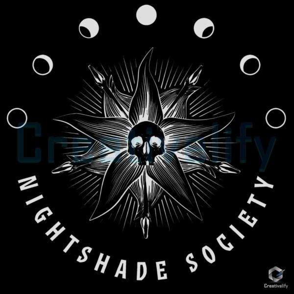 Wednesday Nightshade Society Gothic Skull Moon Phases PNG