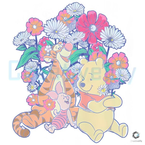Winnie The Pooh And Friends Floral PNG