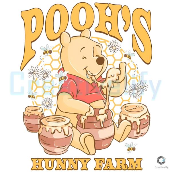 Winnie The Pooh Hunny Farm Vintage Disney PNG
