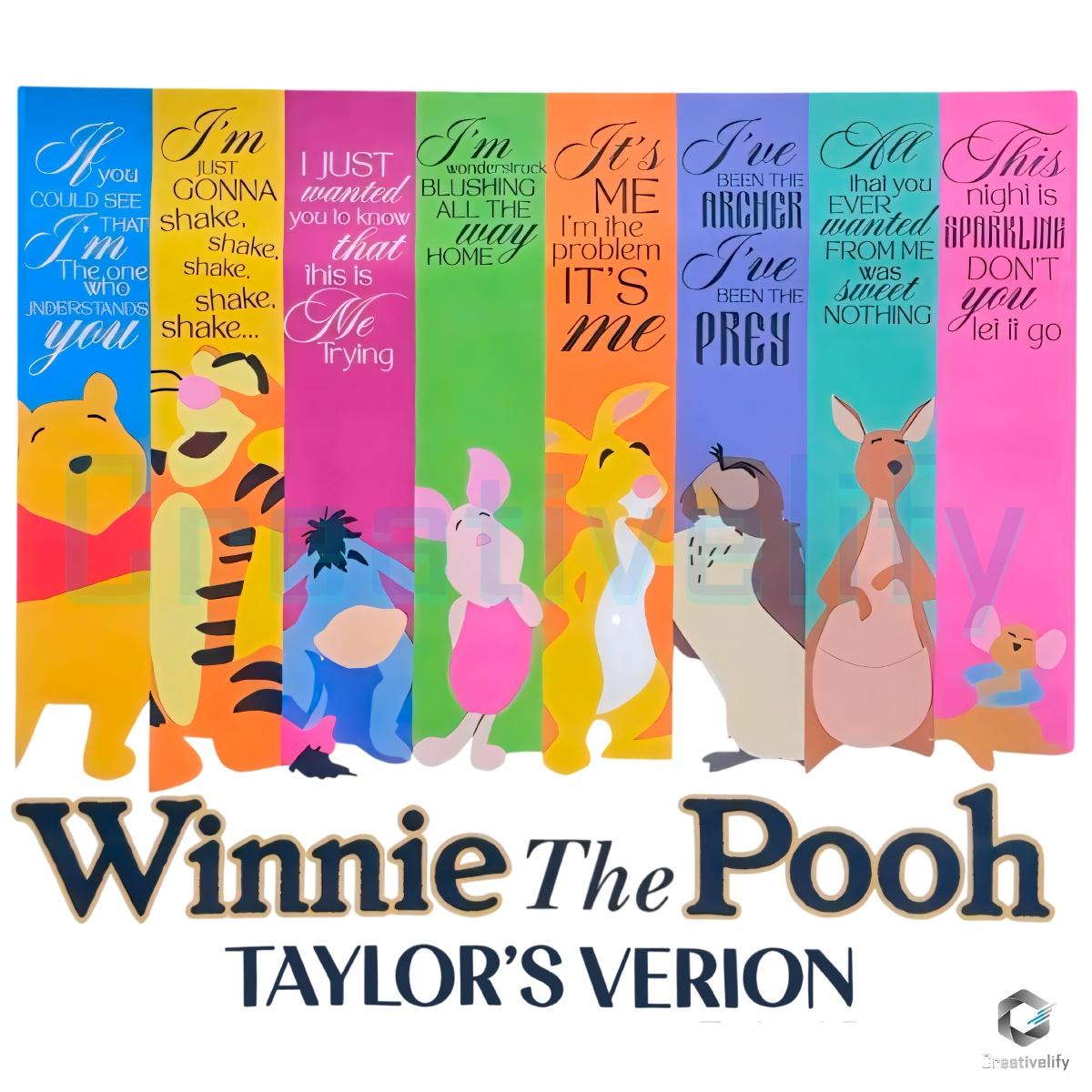 Winnie The Pooh Taylors Version Ts Lyrics Inspired PNG