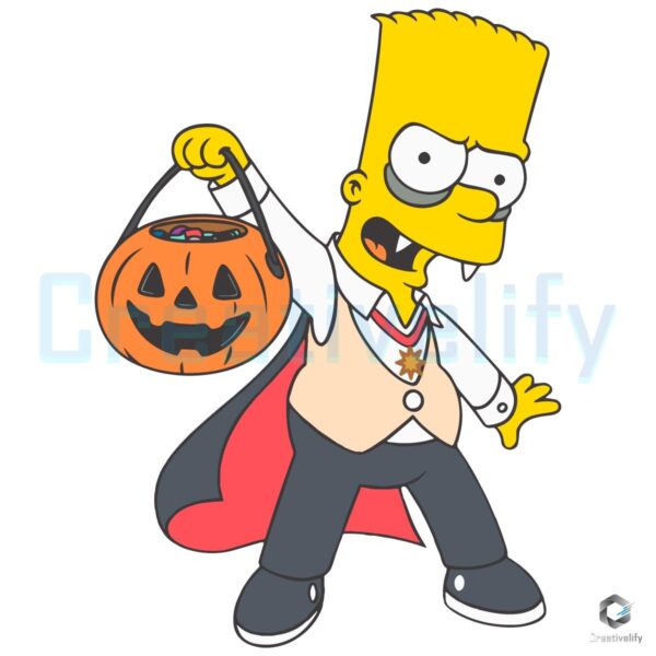 Bart Simpson Dracula Costume Trick Or Treat Pumpkin Halloween SVG