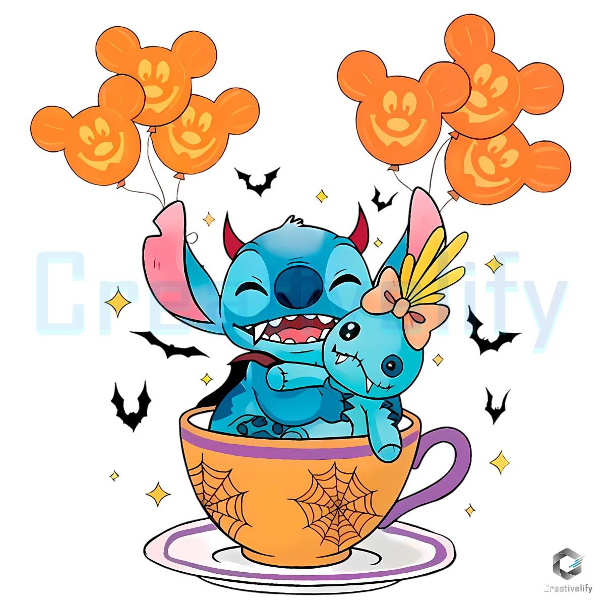 Disney Halloween Stitch And Scrump Teacup Cute Spooky Season PNG Disney Halloween Stitch And Scrump Teacup Cute Spooky Season PNG