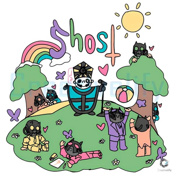 Ghost Band Vintage Cartoon Pastel Art PNG
