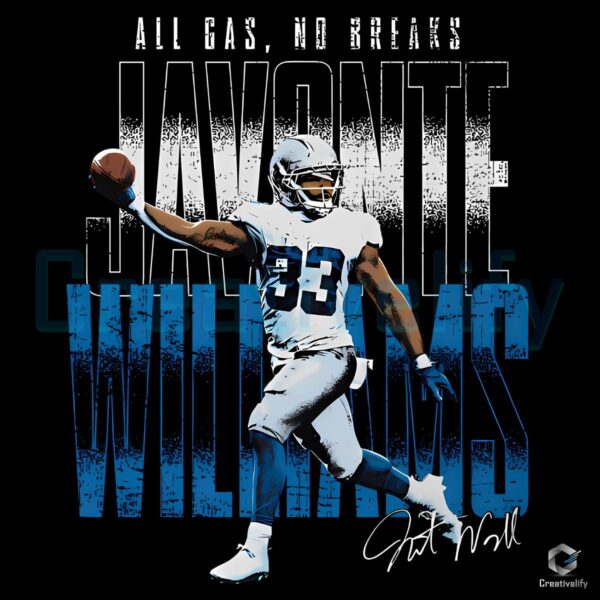 Javonte Williams Dallas All Gas No Breaks PNG