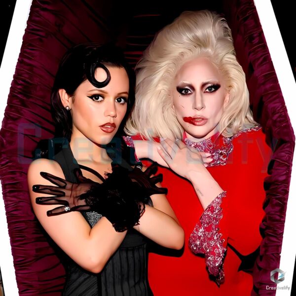 Jenna Ortega And Lady Gaga Wednesday Addams Rosaline Rotwood PNG