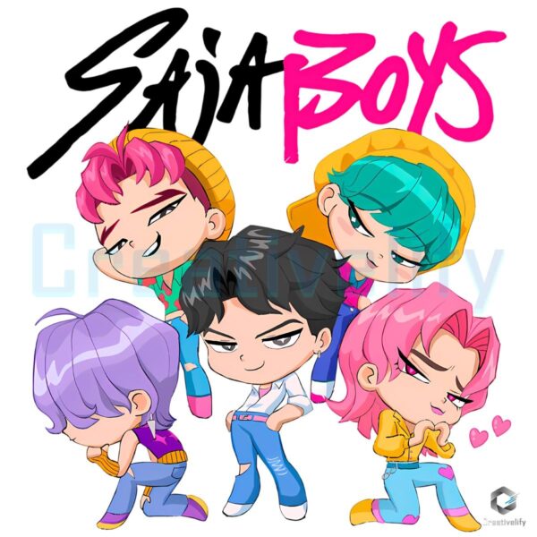 Kpop Demon Hunters Saja Boys Chibi Comfort Colors Anime Cartoon PNG