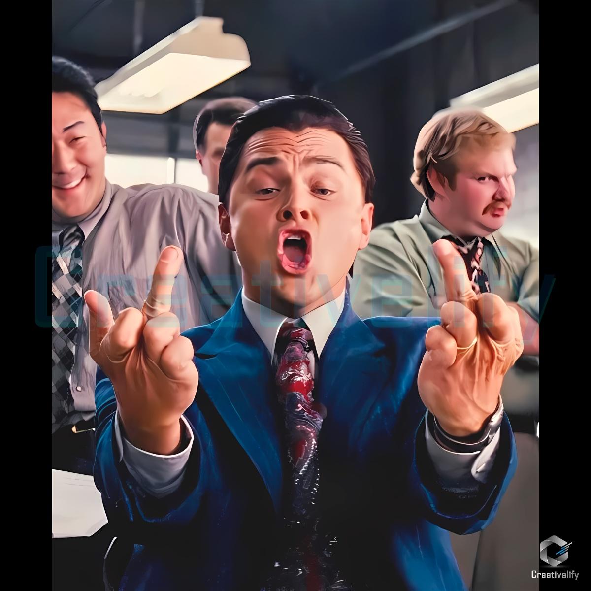 Leonardo Dicaprio The Wolf Of Wall Street Middle Finger Scene PNG Leonardo Dicaprio The Wolf Of Wall Street Middle Finger Scene PNG