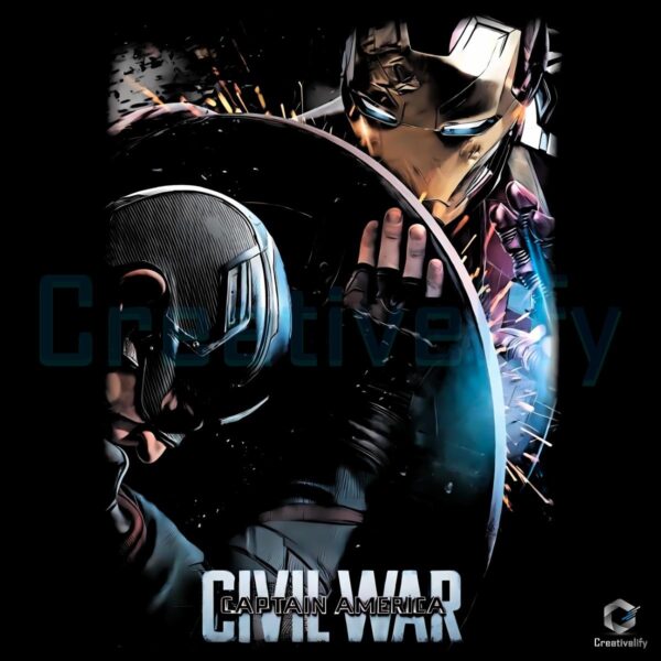 Marvel Captain America Civil War Vs Iron Man Vintage Superhero Movie PNG