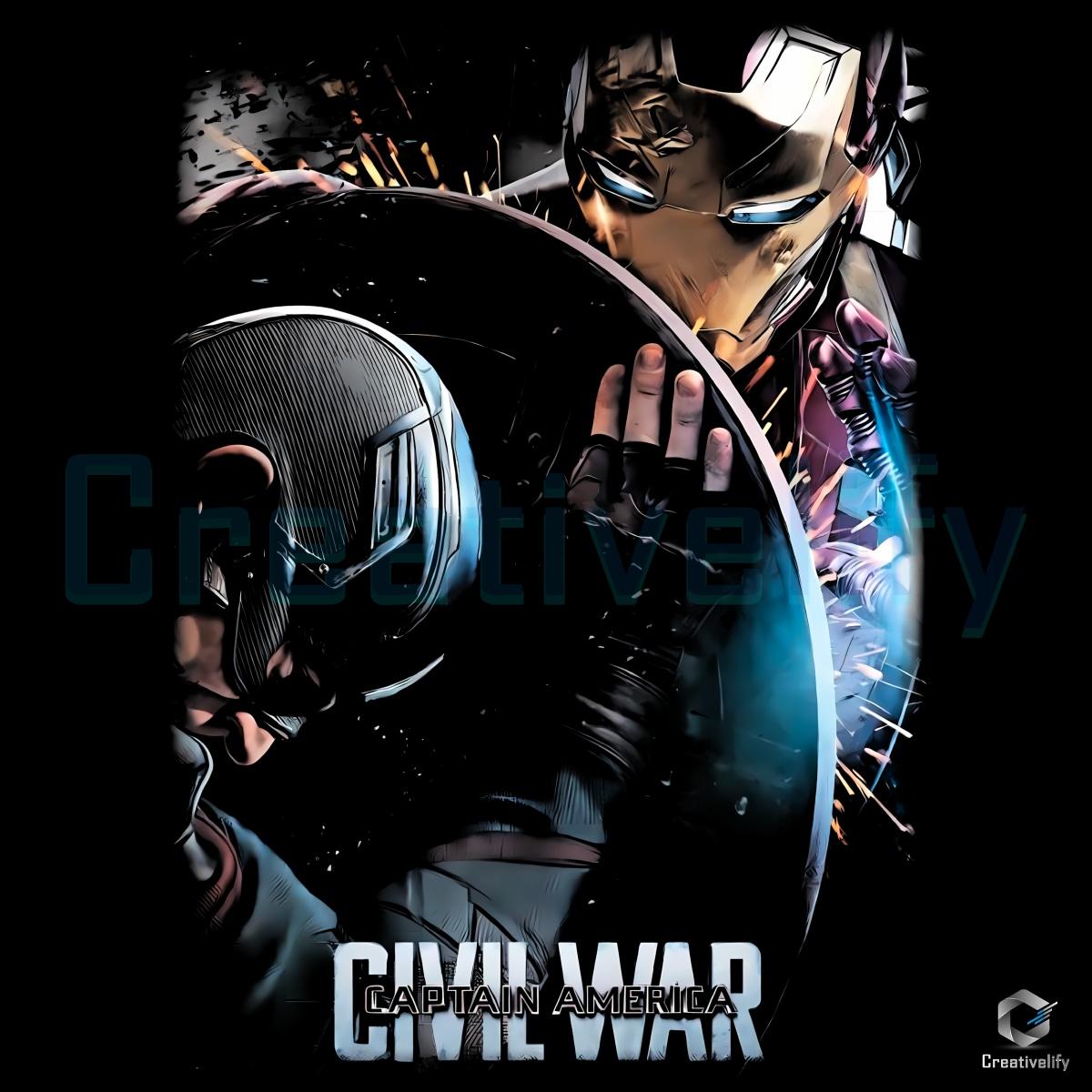 Marvel Captain America Civil War Vs Iron Man Vintage Superhero Movie PNG Marvel Captain America Civil War Vs Iron Man Vintage Superhero Movie PNG
