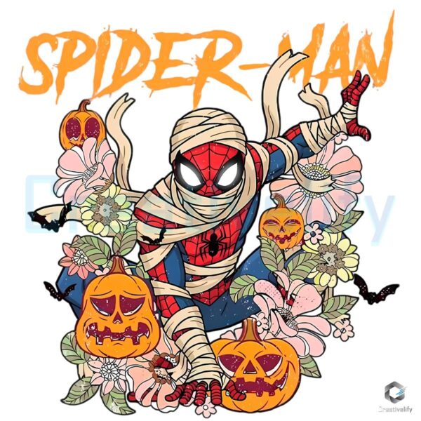 Marvel Spider Man Mummy Halloween Floral PNG