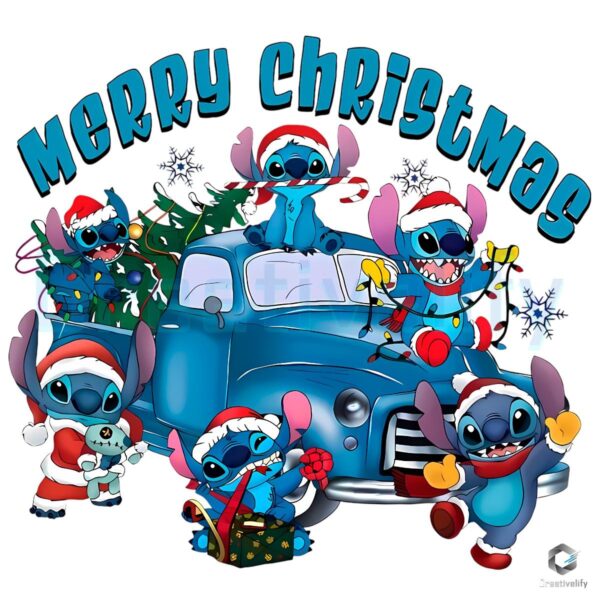 Merry Christmas 2025 Stitch Truck PNG
