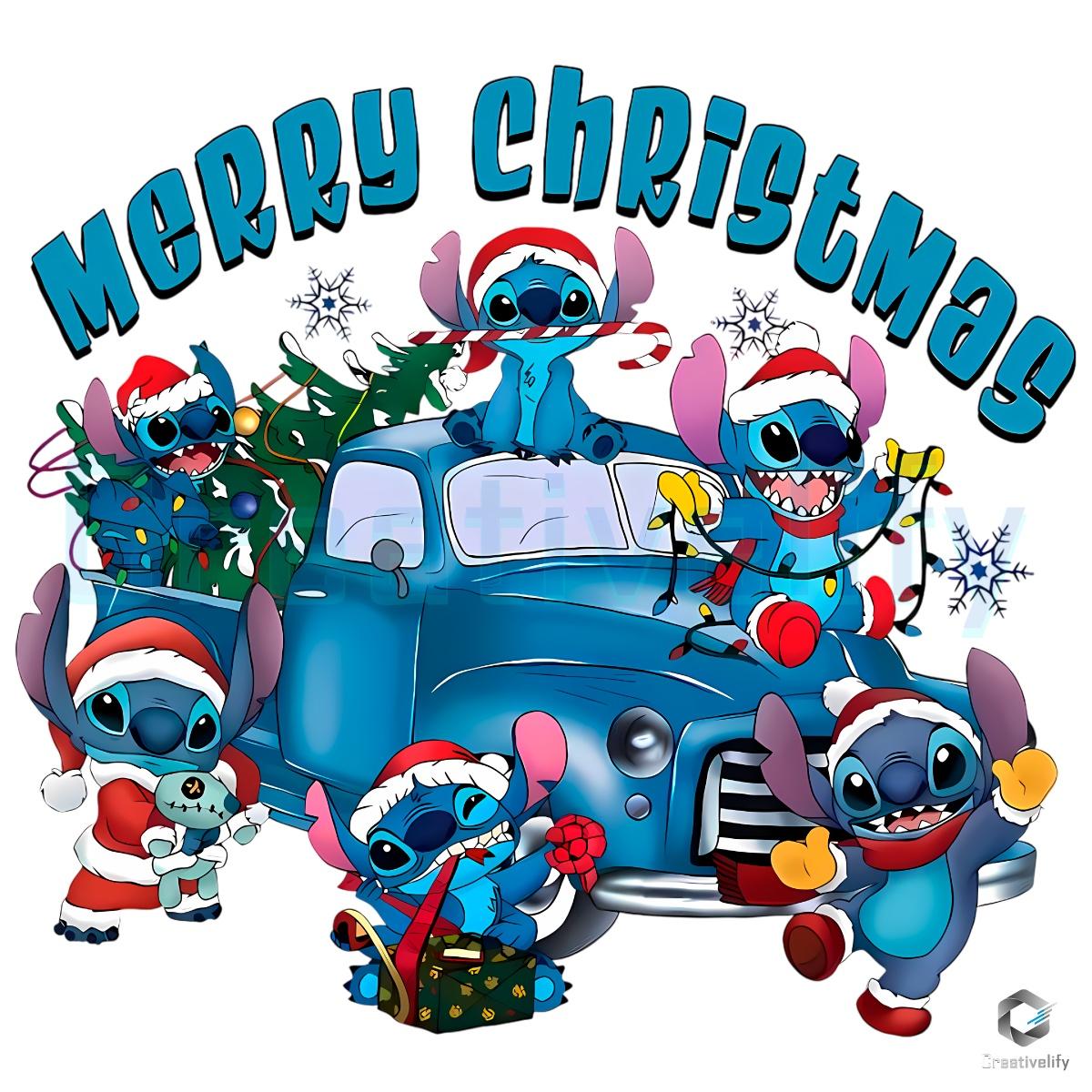Merry Christmas 2025 Stitch Truck PNG Merry Christmas 2025 Stitch Truck PNG