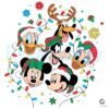 Mickey And Friends Christmas Faces Santa Hats Snowflakes Lights PNG