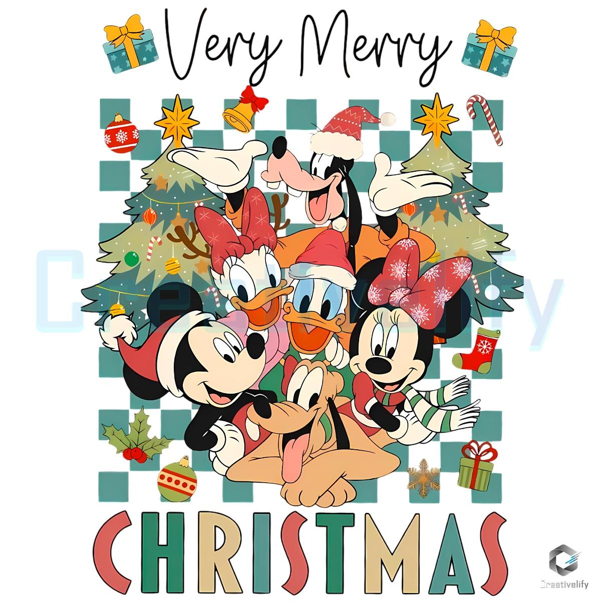 Mickey And Friends Very Merry Christmas Checkerboard Trees PNG Mickey And Friends Very Merry Christmas Checkerboard Trees PNG