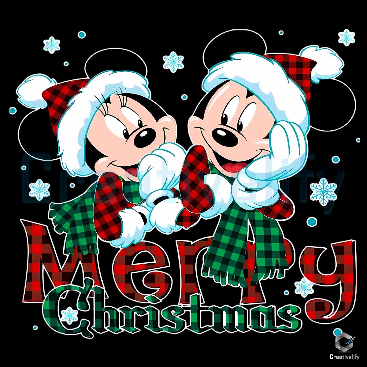 Mickey And Minnie Merry Christmas Plaid PNG Mickey And Minnie Merry Christmas Plaid PNG