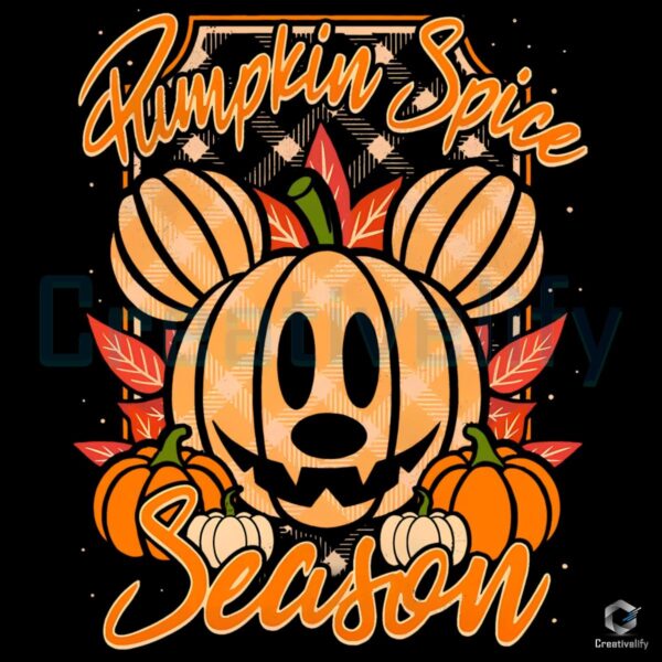 Mickey Mouse Pumpkin Spice Season Fall Autumn Leaves Pumpkins PNG