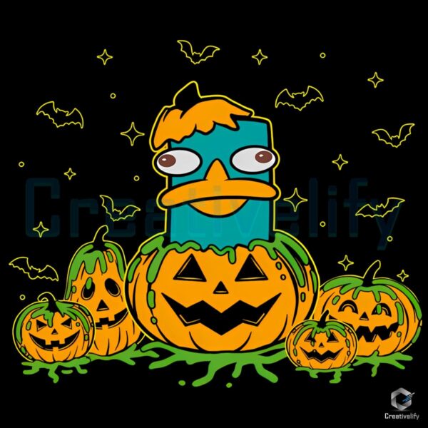 Perry The Platypus Halloween Pumpkin Jack O Lantern PNG