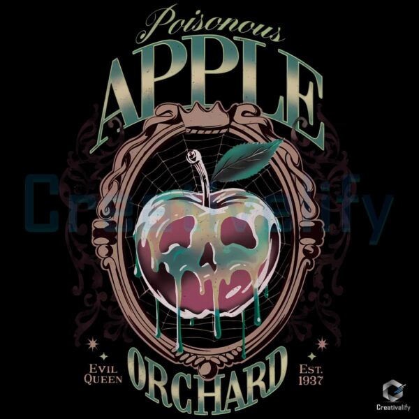 Snow White Evil Queen Poison Apple Orchard Vintage PNG