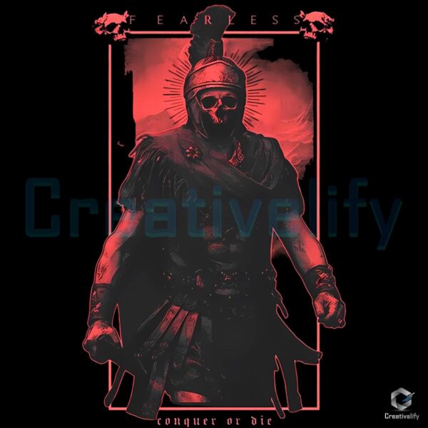 Spartan Warrior Fearless Conquer Or Die Skull Soldier PNG