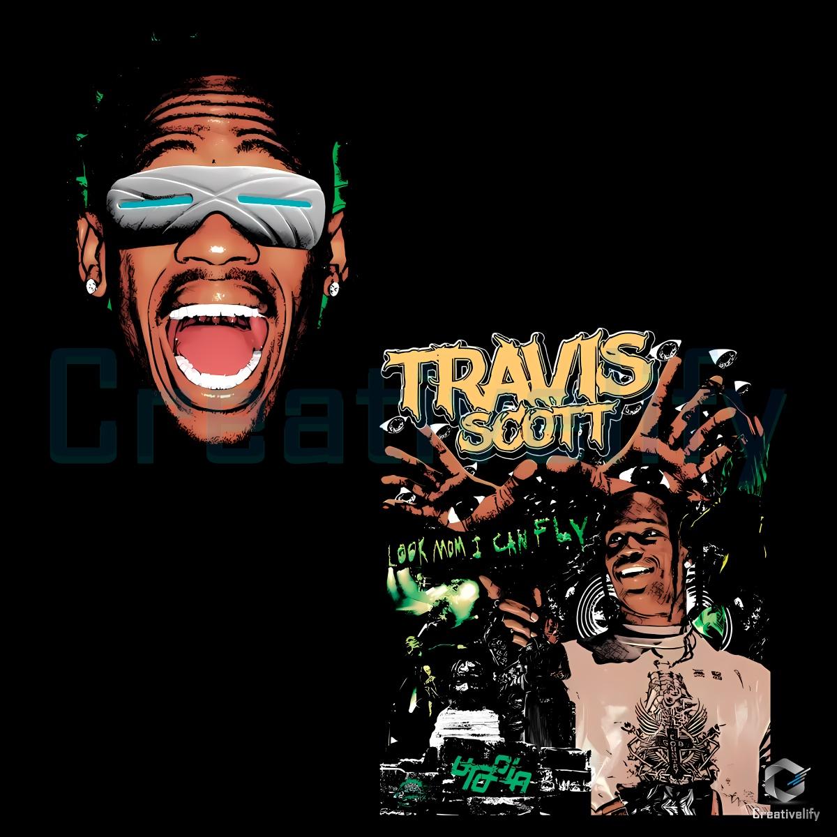 Travis Scott Look Mom I Can Fly Collage PNG
