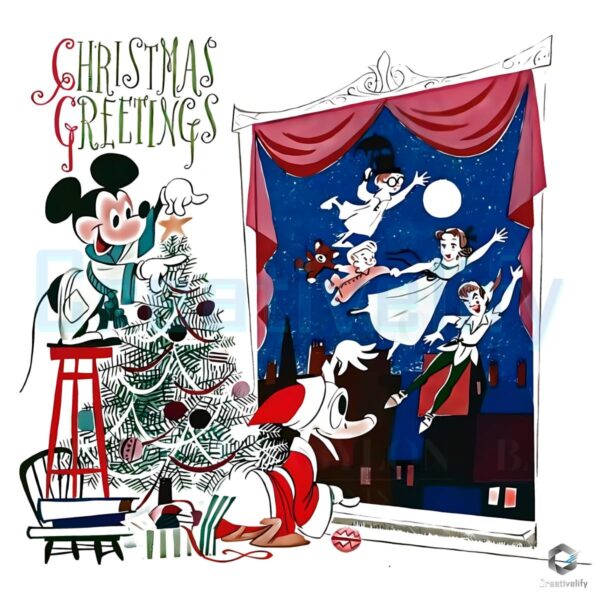 Vintage Disney Christmas Mickey Donald Duck Peter Pan PNG