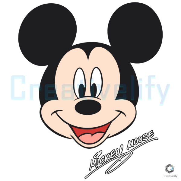 Vintage Disney Mickey Mouse Face Classic Cartoon Character SVG