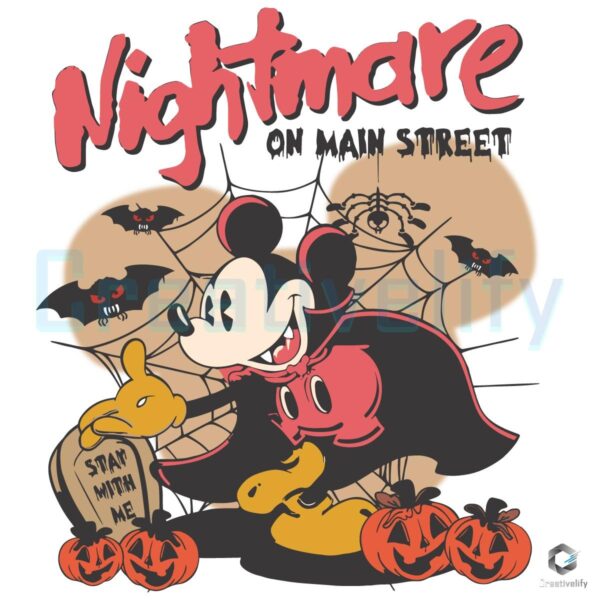 Vintage Disney Mickey Mouse Nightmare On Main Street Halloween Pumpkin PNG