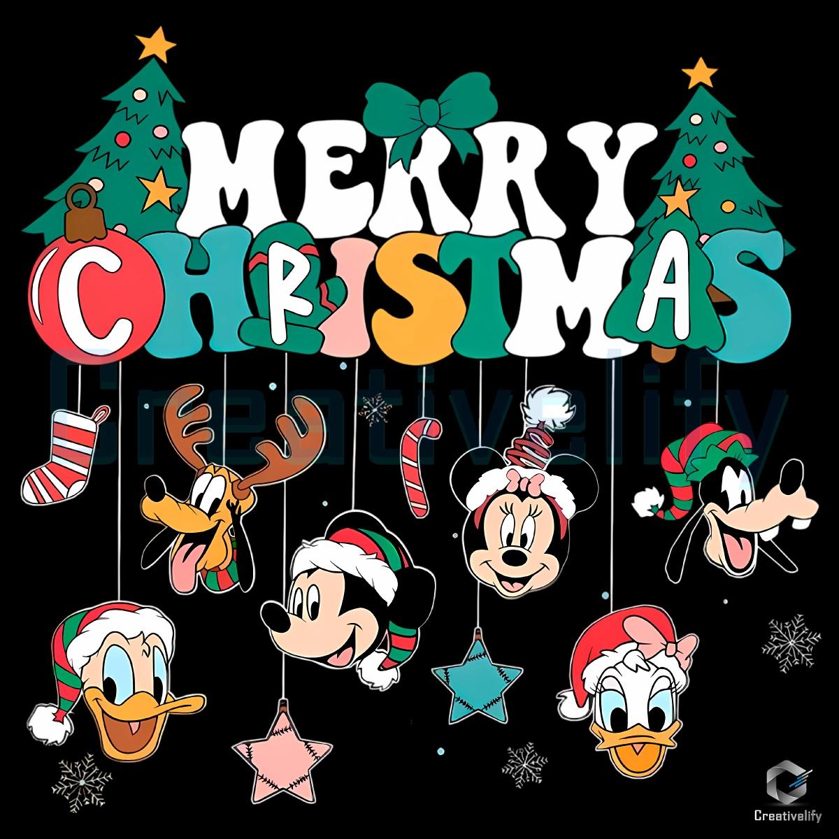 Vintage Mickey And Friends Merry Christmas Ornaments Snowflakes PNG Vintage Mickey And Friends Merry Christmas Ornaments Snowflakes PNG