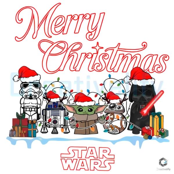 Vintage Star Wars Christmas Baby Yoda Stormtrooper R2D2 Vader Holiday PNG