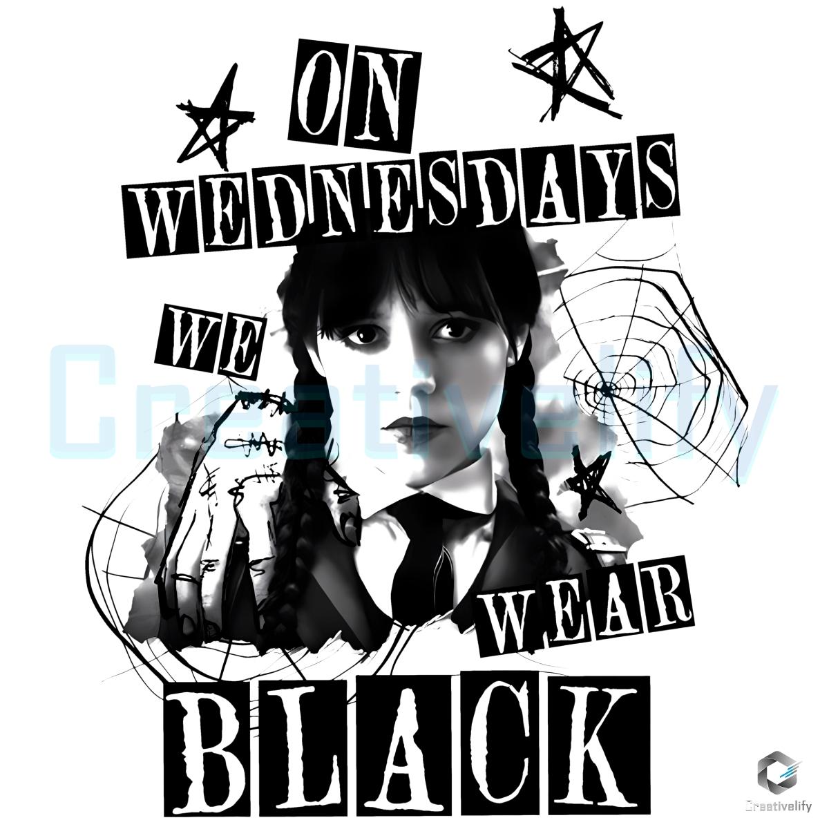 Wednesday Addams Season 2 Gothic On Wednesdays We Wear Black Themed PNG Wednesday Addams Season 2 Gothic On Wednesdays We Wear Black Themed PNG