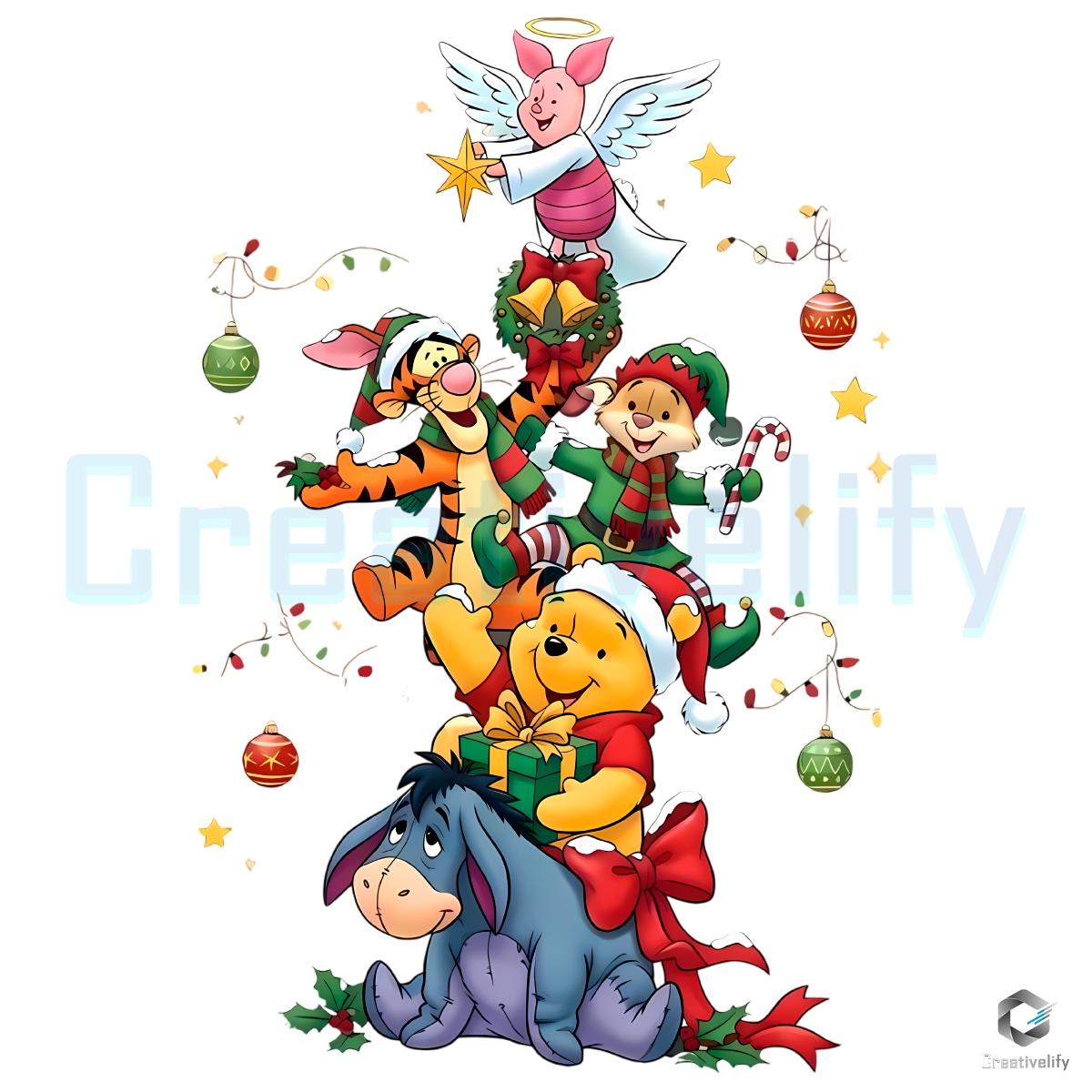 Winnie The Pooh Christmas Tree Friends Eeyore Tigger Piglet Disney Holiday PNG Winnie The Pooh Christmas Tree Friends Eeyore Tigger Piglet Disney Holiday PNG